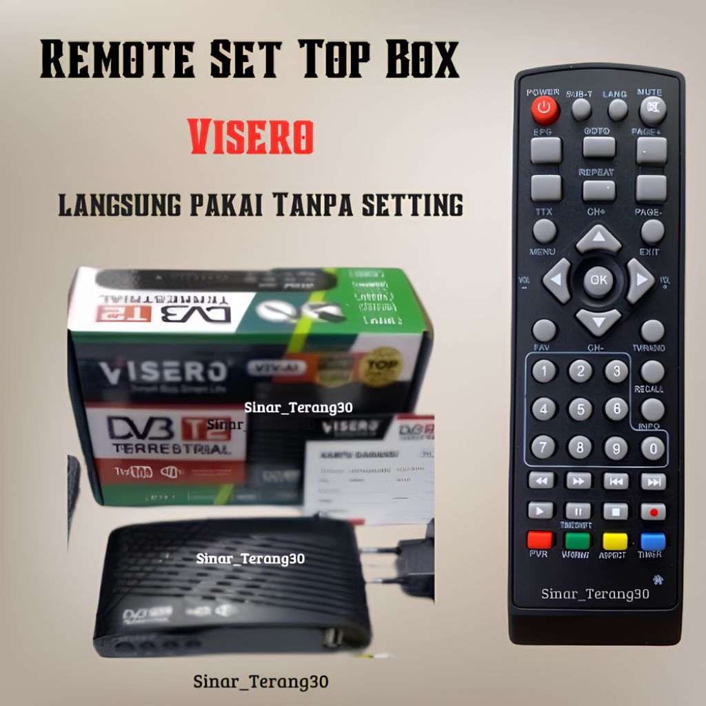 Remot Stb Remote Set Top Box Visero DVB T2 Langsung Pakai Tanpa Setting