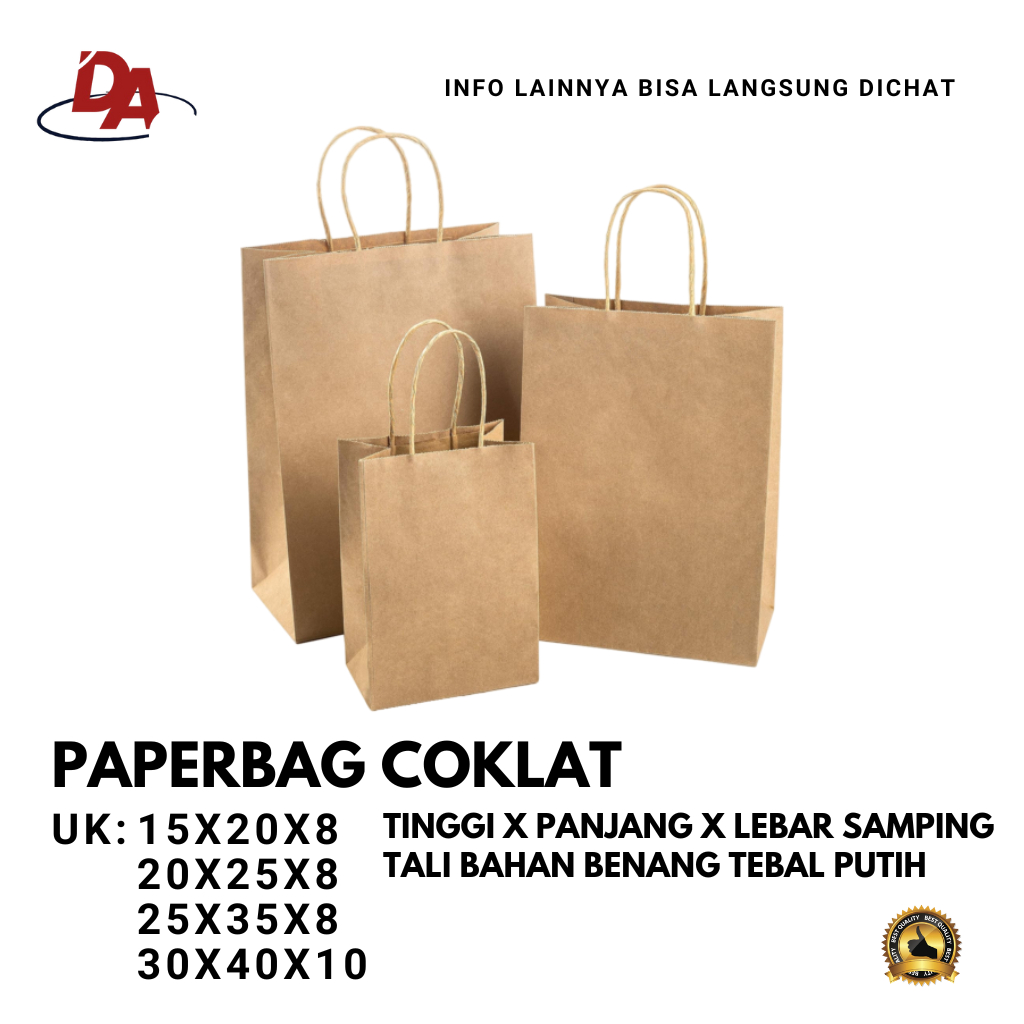 

Paperbag coklat polos - PER LUSIN - 200 grm - Tas Coklat - Kantong Kertas Coklat