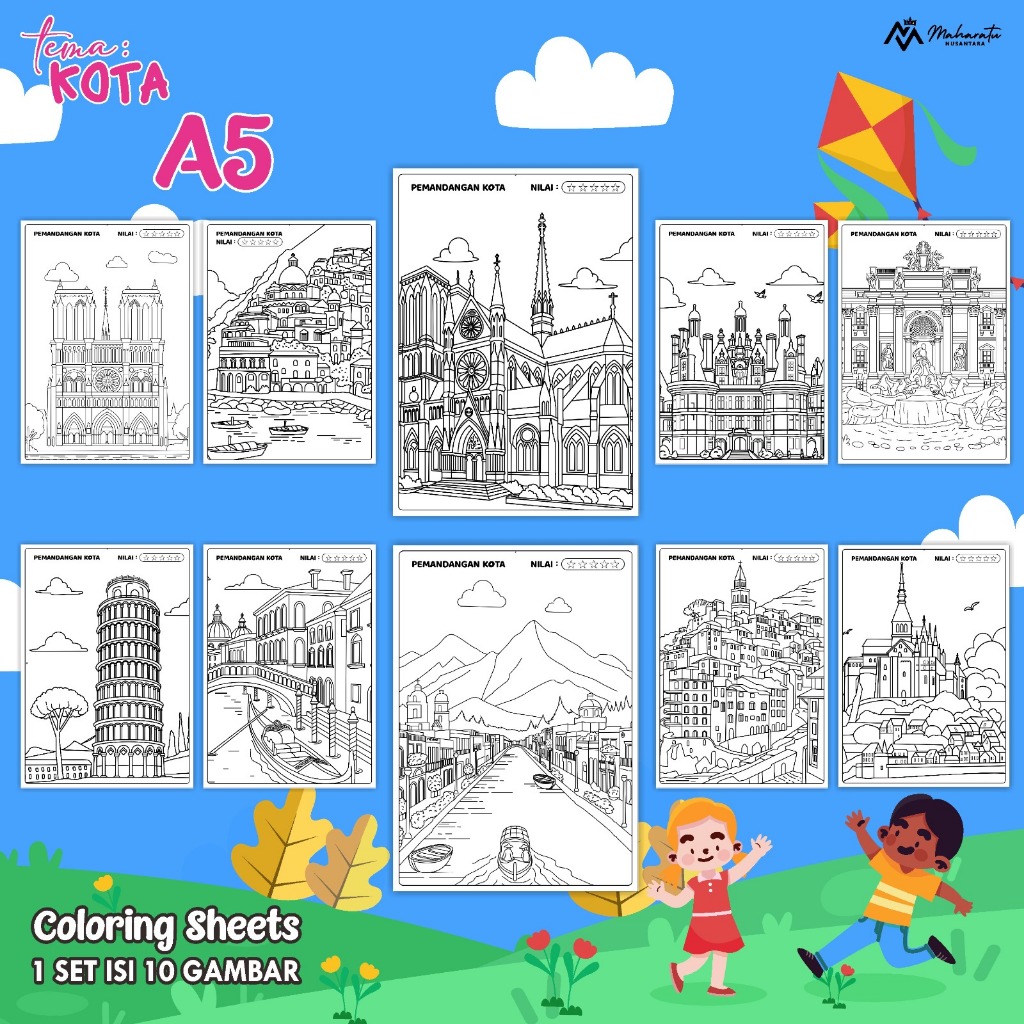 

KERTAS MEWARNAI EDUKASI ANAK TEMA KOTA READY STOCK - COLORING SHEET ISI 10 LEMBAR UKURAN A5