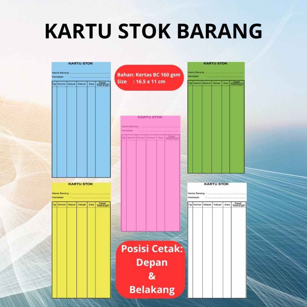

KARTU STOK OBAT/BARANG ISI 100 LEMBAR CUSTOM