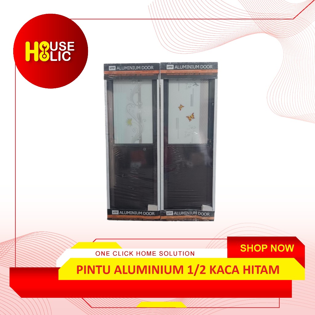 Pintu ALUMINIUM  Kaca Hitam / Pintu Kamar Mandi Aluminium 70x200 Kaca