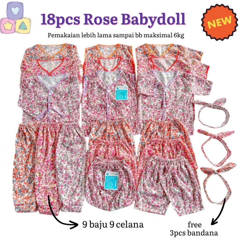 Nakita 18pcs Paket Hemat Perlengkapan Stelan Baju Bayi Baru Lahir SNI Motif FREE Bandana Promo 9.9