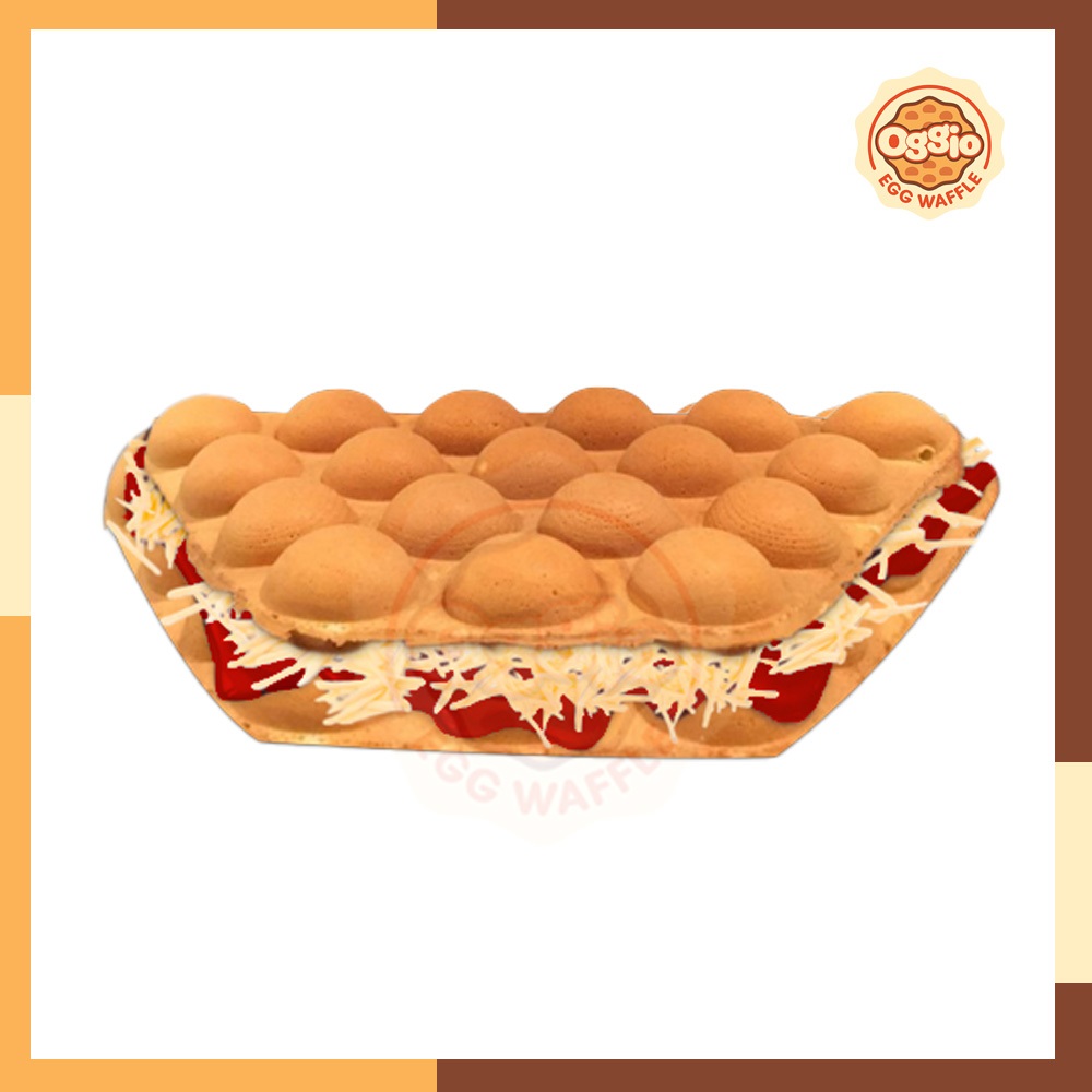 

Egg Waffle Strawberry Cheese - Egg Waffle Strawberry Keju - Wafel strawberry Keju - Wafel Keju Stoberi - Keju parut - Selai straberry - Strawberry Spread - Oggio egg waffle