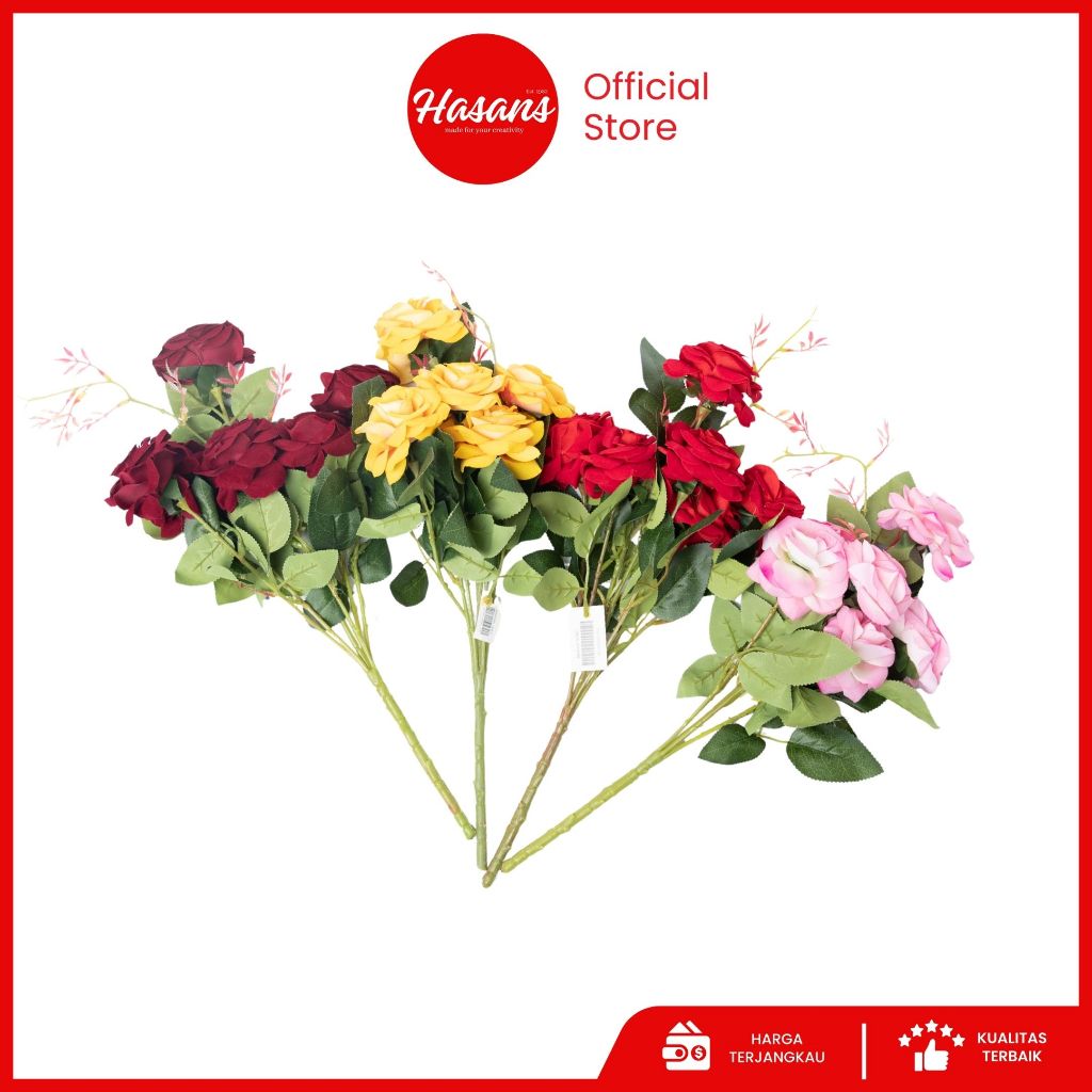 Bunga Mawar Latex Premium / Bunga Mawar Artificial / Bunga Mawar Palsu Plastik / Bunga Mawar 18