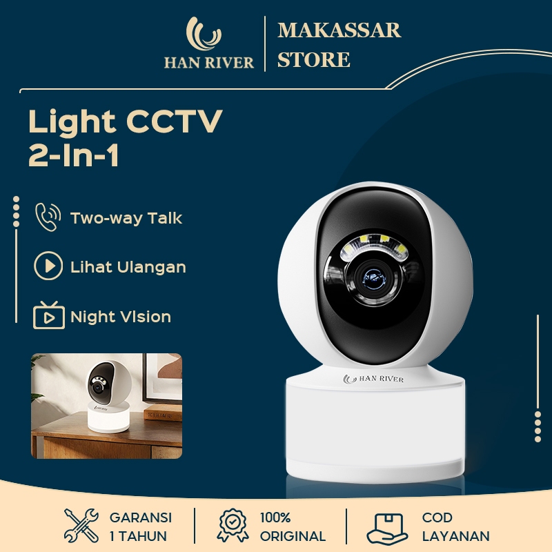 HAN RIVER CCTV Lampu Kamera Camera 3MP Full HD CCTV WiFi Jarak Jauh Lewat HP