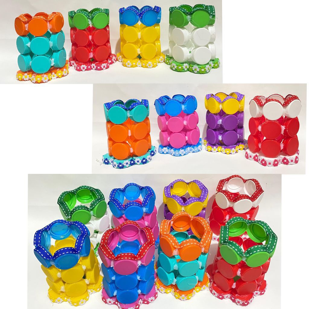 

prakarya tempat pensil dari tutup botol MODEL A