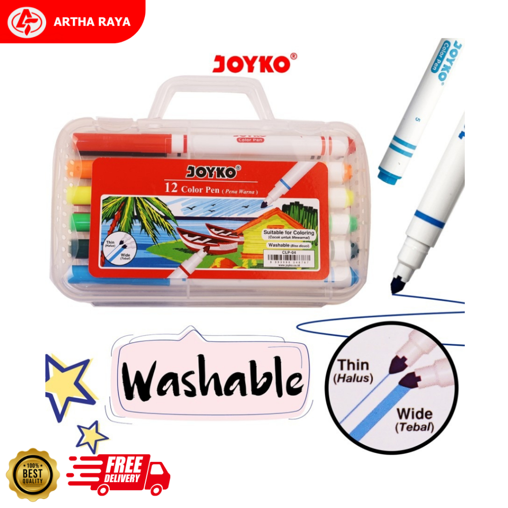 

JOYKO Color Pen 12 Warna CLP-04 Washable Bisa Dihapus