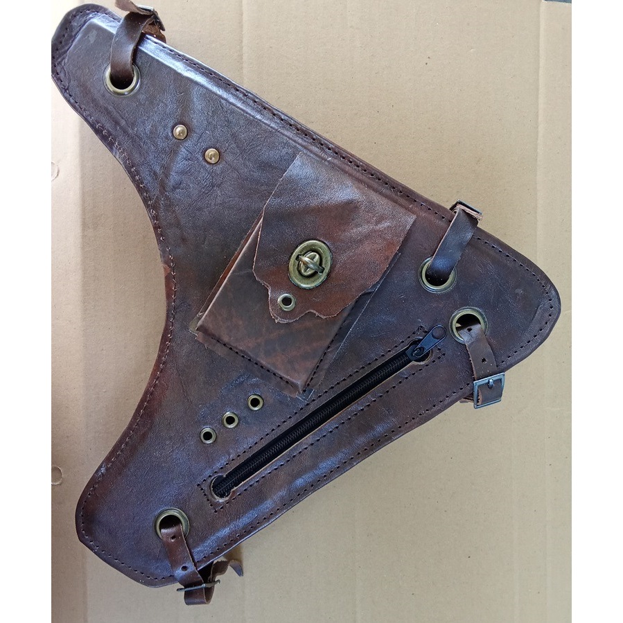 Tas Frame Sepeda Onthel Kulit Motif Pistol