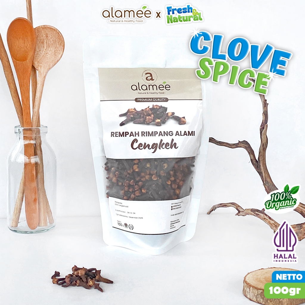 

ALAMEE Cengkeh Rempah Kering Organik Cloves Rimpang Organik Bumbu Seasoning Masakan Masak 100gr fresh and natural