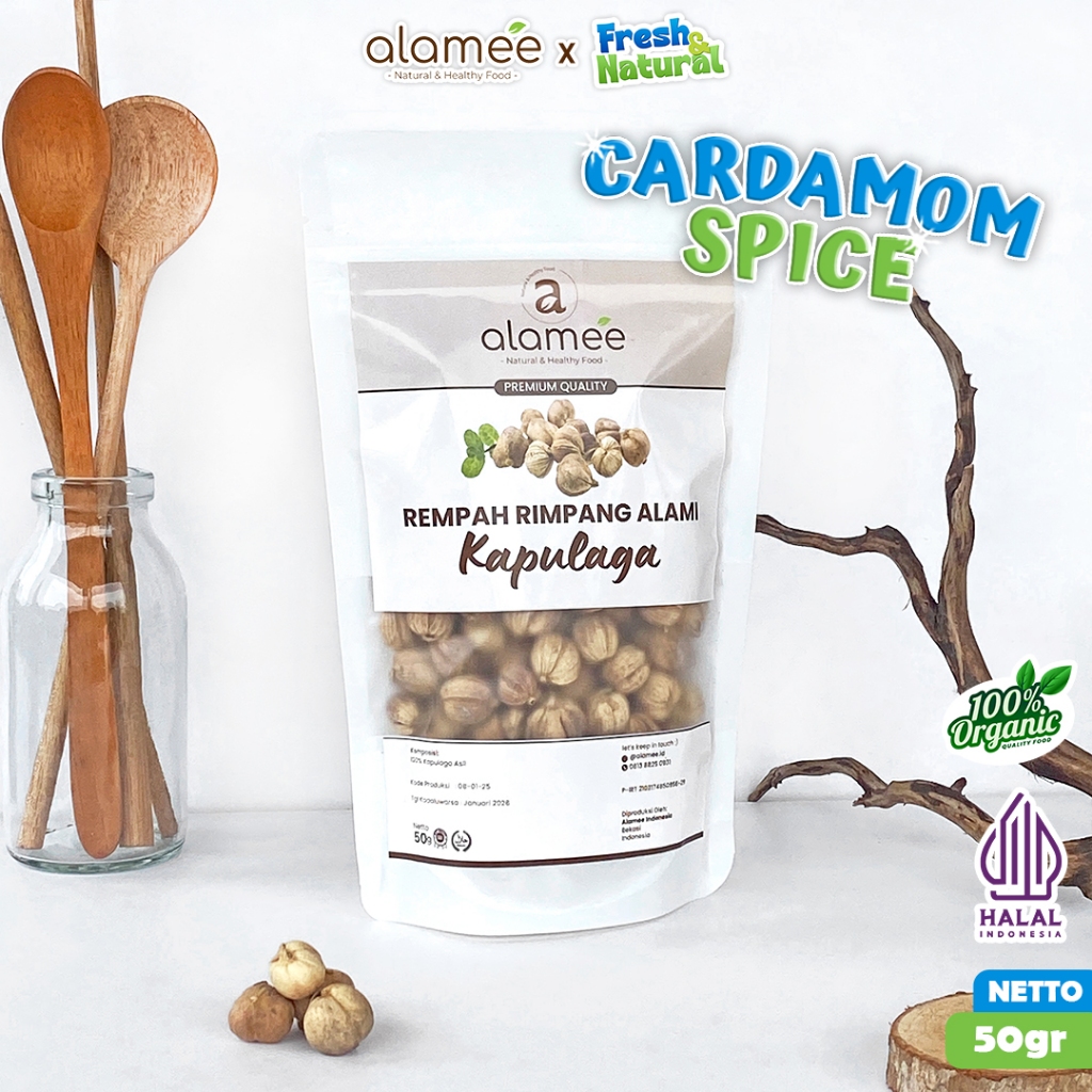 

ALAMEE Kapulaga Kering Lokal Cardamom Kapolaga Kapol Rempah Organik Bumbu Seasoning Masakan 50gr fresh and natural