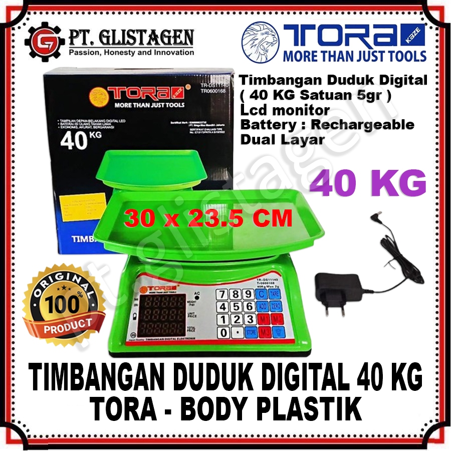 TORA Timbangan Duduk Digital PVC 40KG Buah Loundry Kue Dapur Timbangan Duduk 40KG Timbangan Digital 