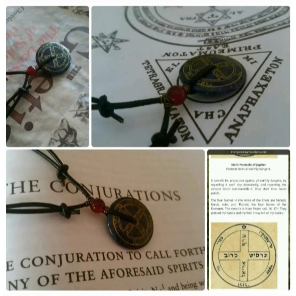 Kalung Liontin Batu Akik Lazuli Garnet Pentacle Jupiter Seal 6 Prote_cts Earthly Dan-gers Raja Sulai