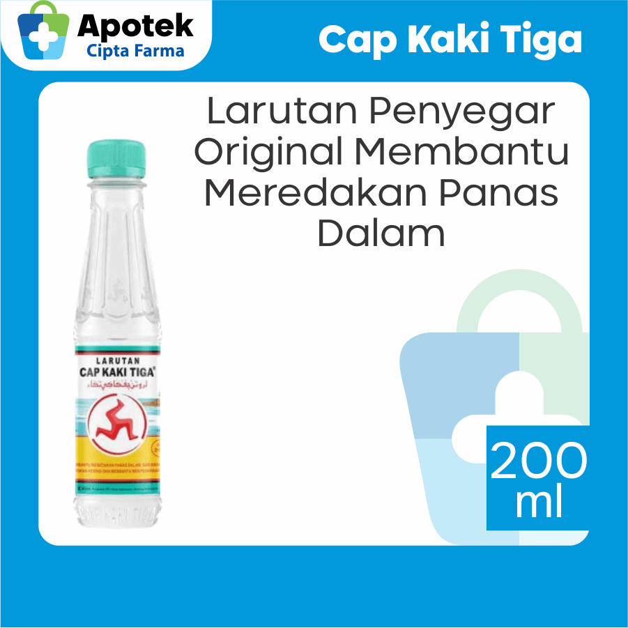 

Larutan Cap Kaki Tiga Original Minuman Kesehatan Penyegar Tenggorokan Badan Panas Dalam dan Sariawan