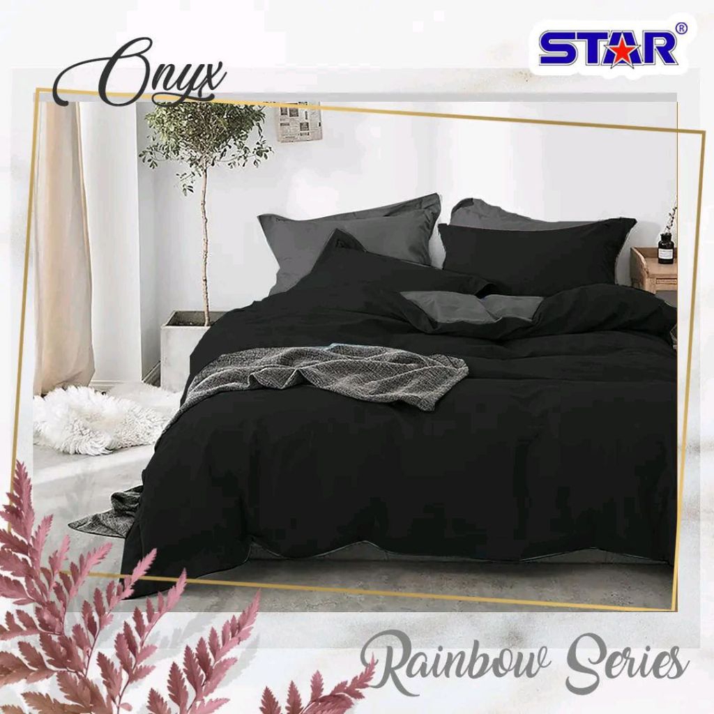 SPREI KATUN POLOS + ANTI GESER KATUN CVC STAR PREMIUM POLOSAN WARNA ONIX/HITAM UK 90x200 / 100x200 /