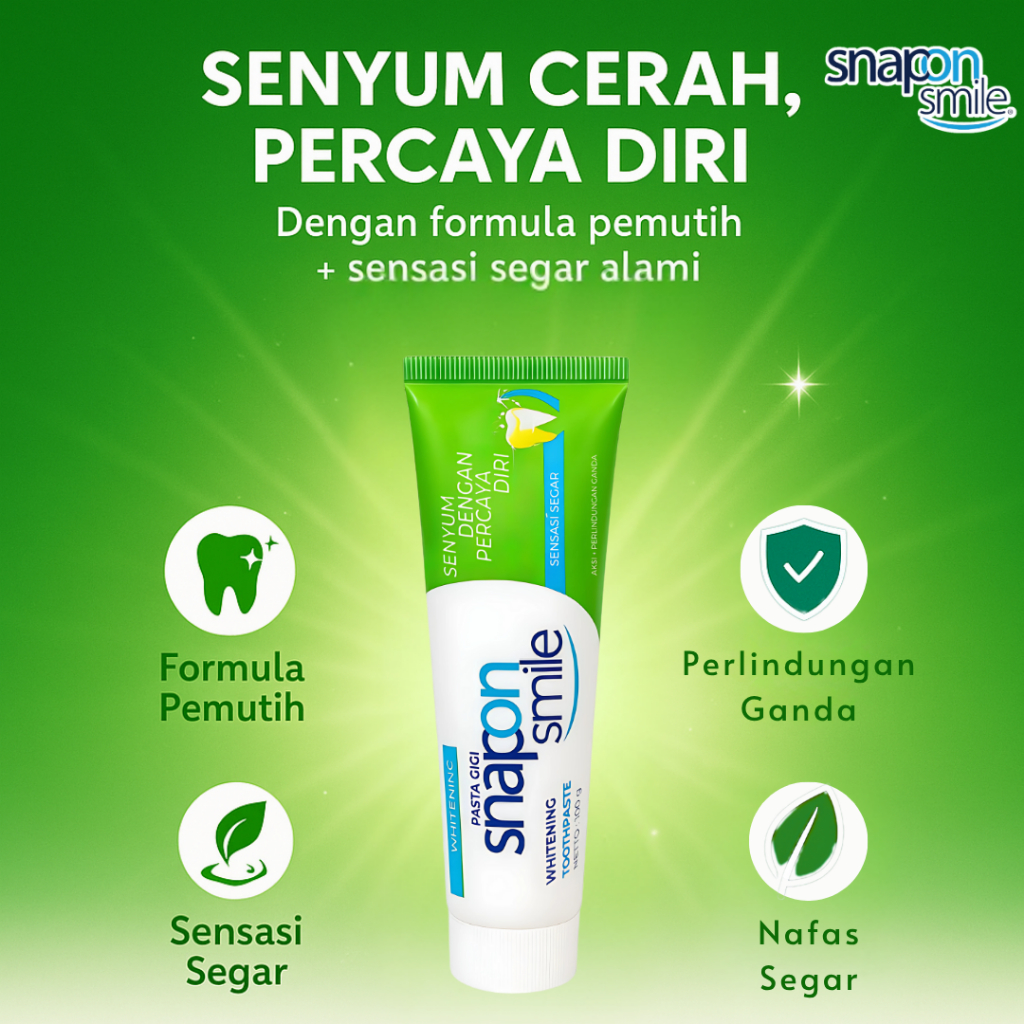 Snap On Smile Toothpaste Pasta Gigi Dengan Formula Alami & Menyegarkan Nafas 100 Gram - Perlindungan