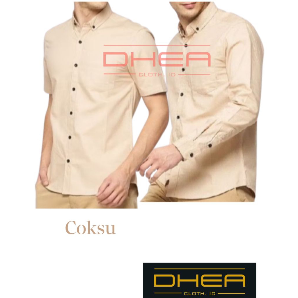 kemeja pria polos lengan panjang dan pendek warna coksu (coklat susu) hem atasan pria lengan panjang