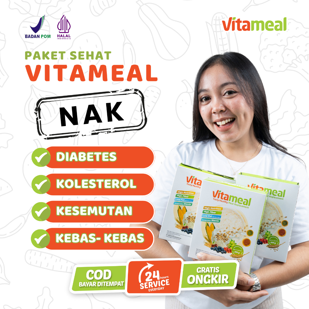 

Vitameal Tinggi Rendah Fiber Superfood Meal Nutrisi Darah Oat Mixberry Sereal Original Kolesterol Oatmeal Lambung NAK CRM