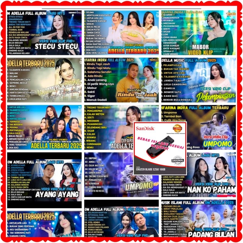 USB ISI LAGU MP4 FULL ADELLA DANGDUT KOPLO TERBARU-USB MP4 PLAYER-USB MP4 MOBIL
