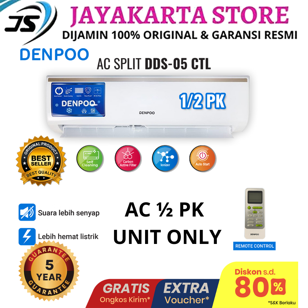 DENPOO AC SPLIT 1PK 1/2 PK PENDINGIN RUANGAN AC PORTABLE HEMAT LISTRIK OUTDOOR INDOOR BEBAS ONGKIR