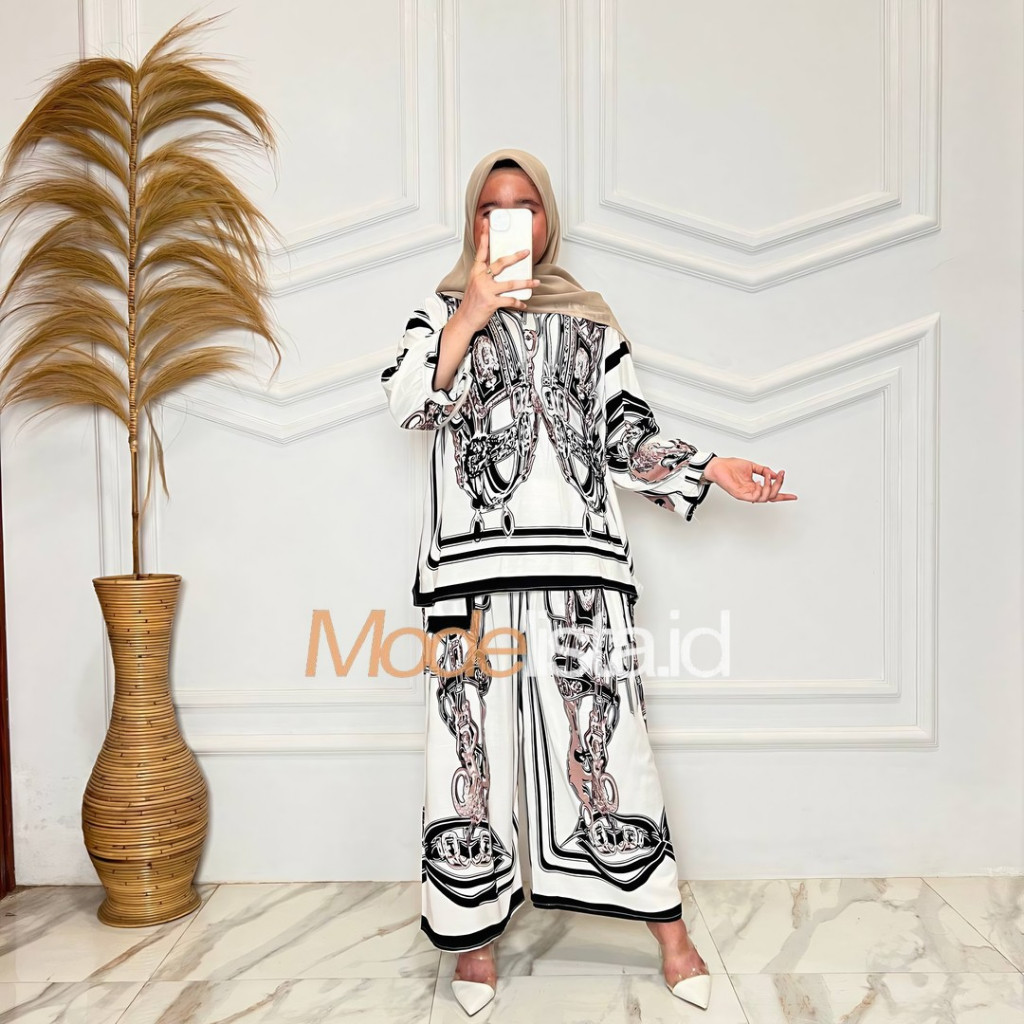 Eliza Setelan Celana Panjang Jumbo LD 140 Resleting Depan Busui Bahan Rayon Premium