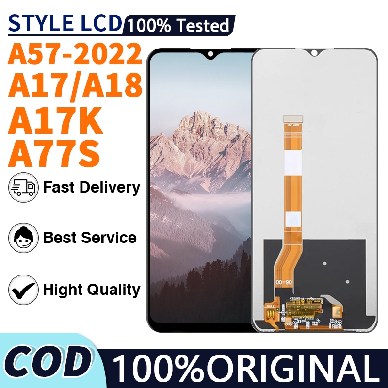 【ORIGINAL100%】LCD OPPO A57-2022/A17/A17K/A18/A77S FULL SET TOUCHSCREEN HD ORIGINAL 100%