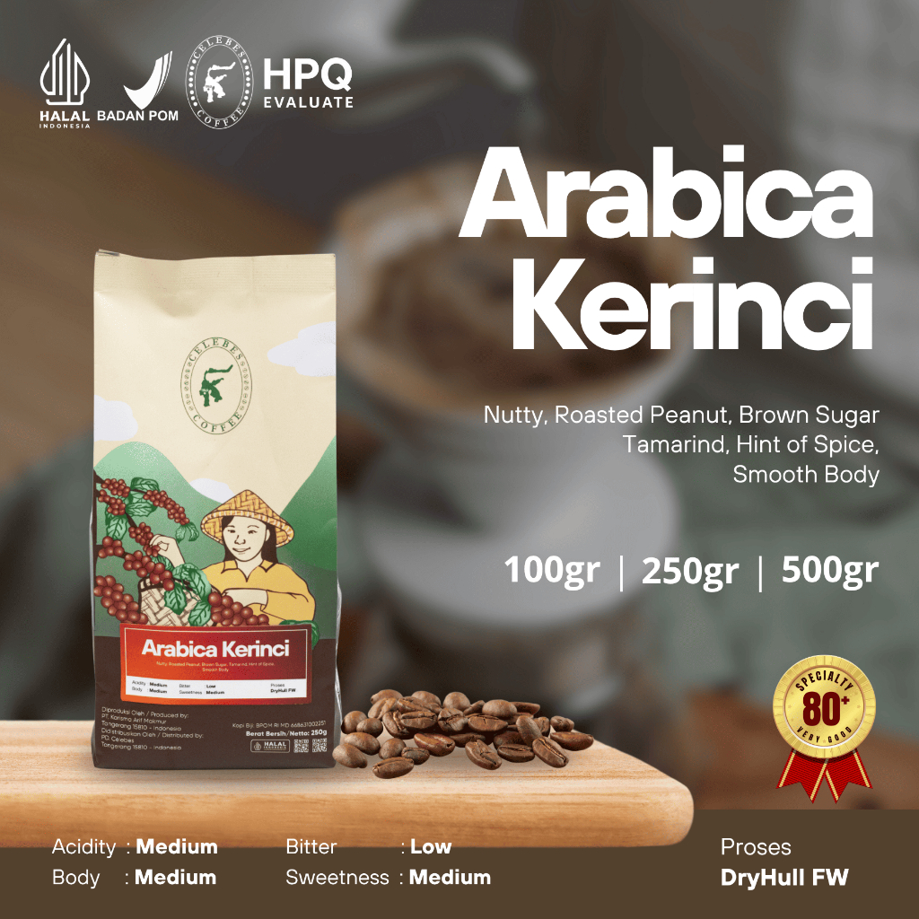 

CELEBES COFFEE - Kopi Arabika / Arabica Kerinci - 100gr / 250gr / 500gr - Biji / Bean / Bubuk