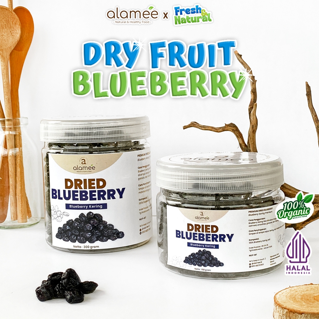 

ALAMEE Blueberry Kering Cemilan Buah Sehat Dried Fruit Blueberry Cemilan Rendah Kalori 300gr fresh and natural