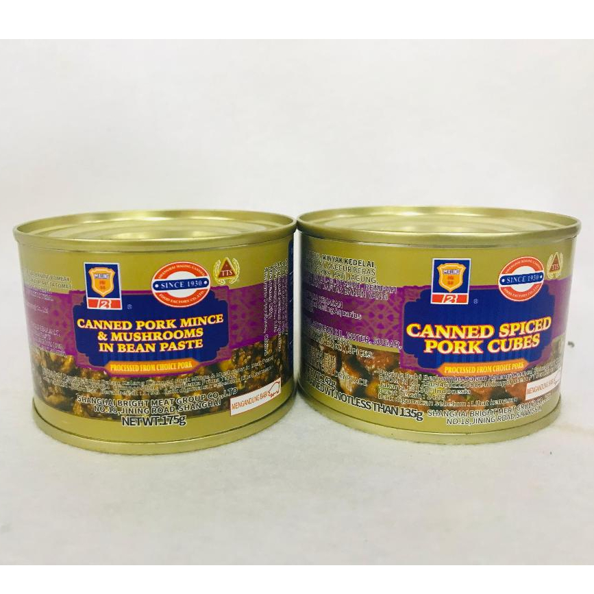 

[NEW] MaLing Canned Spiced Pork Cubes 142gr / Mince & Mushroom 175gr TTS Product Daging Babi Kaleng