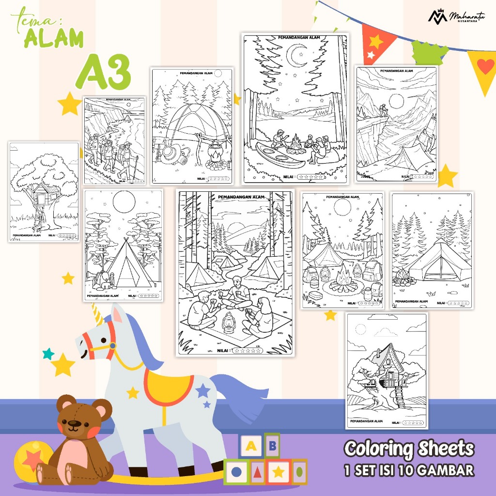 

KERTAS MEWARNAI EDUKASI ANAK TEMA ALAM READY STOCK - COLORING SHEET ISI 10 LEMBAR UKURAN A3