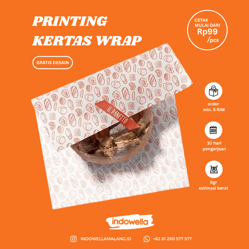 Printing Kertas Wrap | Kertas Nasi | Bungkus Nasi | Kertas Burger | Kertas Burger | MG Paper