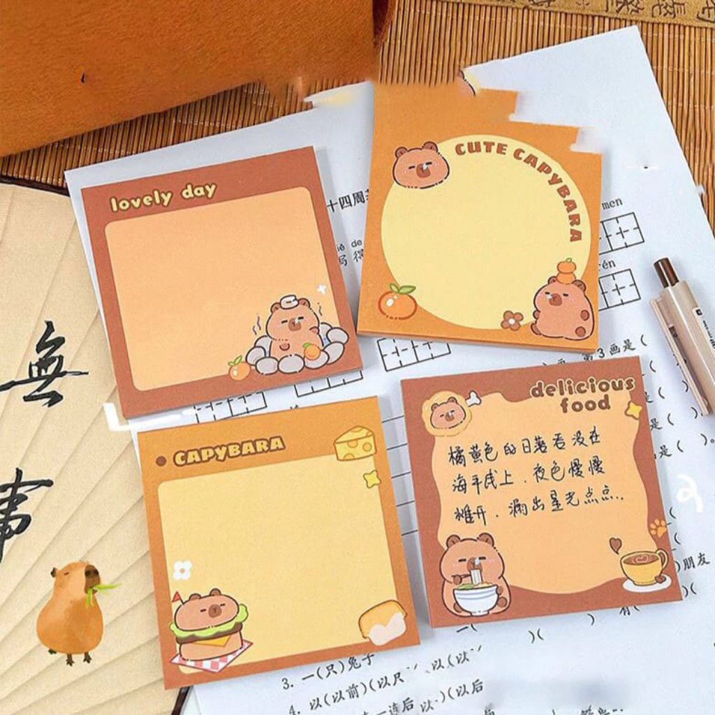 

50Lembar MEMO CARTOON CAPYBARA Memo Pad Note Paper Notepad - C0053