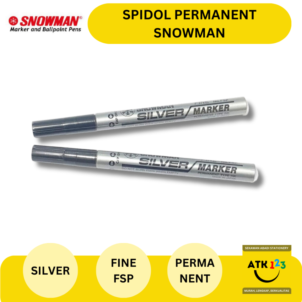 

SNOWMAN Spidol Permanent Marker Silver / Perak Medium Tip SP / Fine Tip FSP