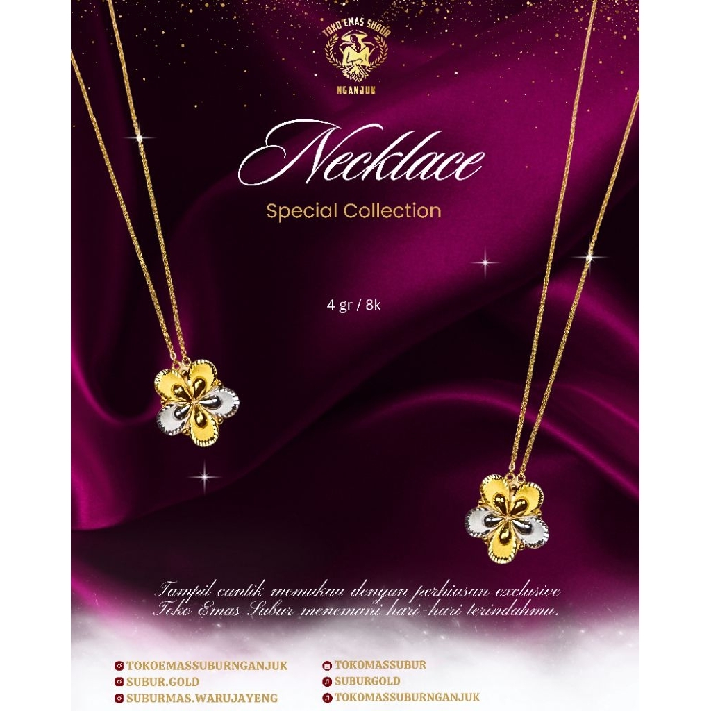 Kalung emas rantai bunga 8k