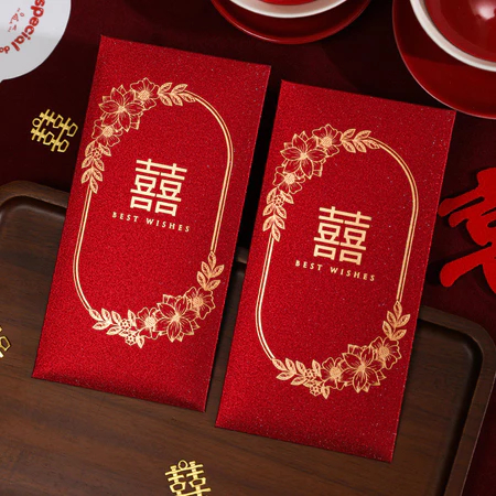 

angpao merah premium wedding sangjit double happines isi 6 lembar amplop kertas shuang xi