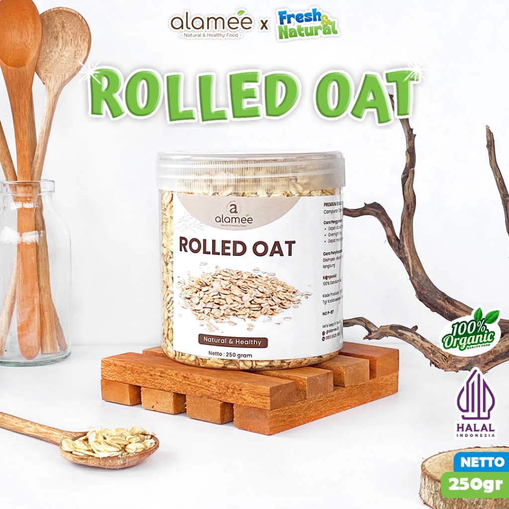 

ALAMEE Rolled Oat Gandum Utuh Kasar oatmeal wholegrain Natural Premium Alami Oatmeal Instan 250gr fresh and natural