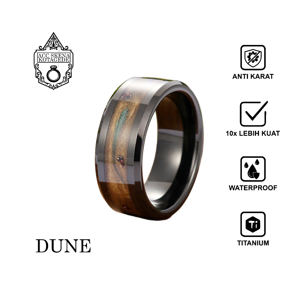 Cincin Pria Wanita Mewah Unik Estetik Real Titanium Anti Karat Anti Luntur Anti Air Premium Dune