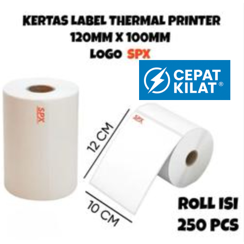 

Kertas Label Thermal SPX 100x120 isi 250 lembar | Label thermal100x120 250 lbr | kertas thermal SPX