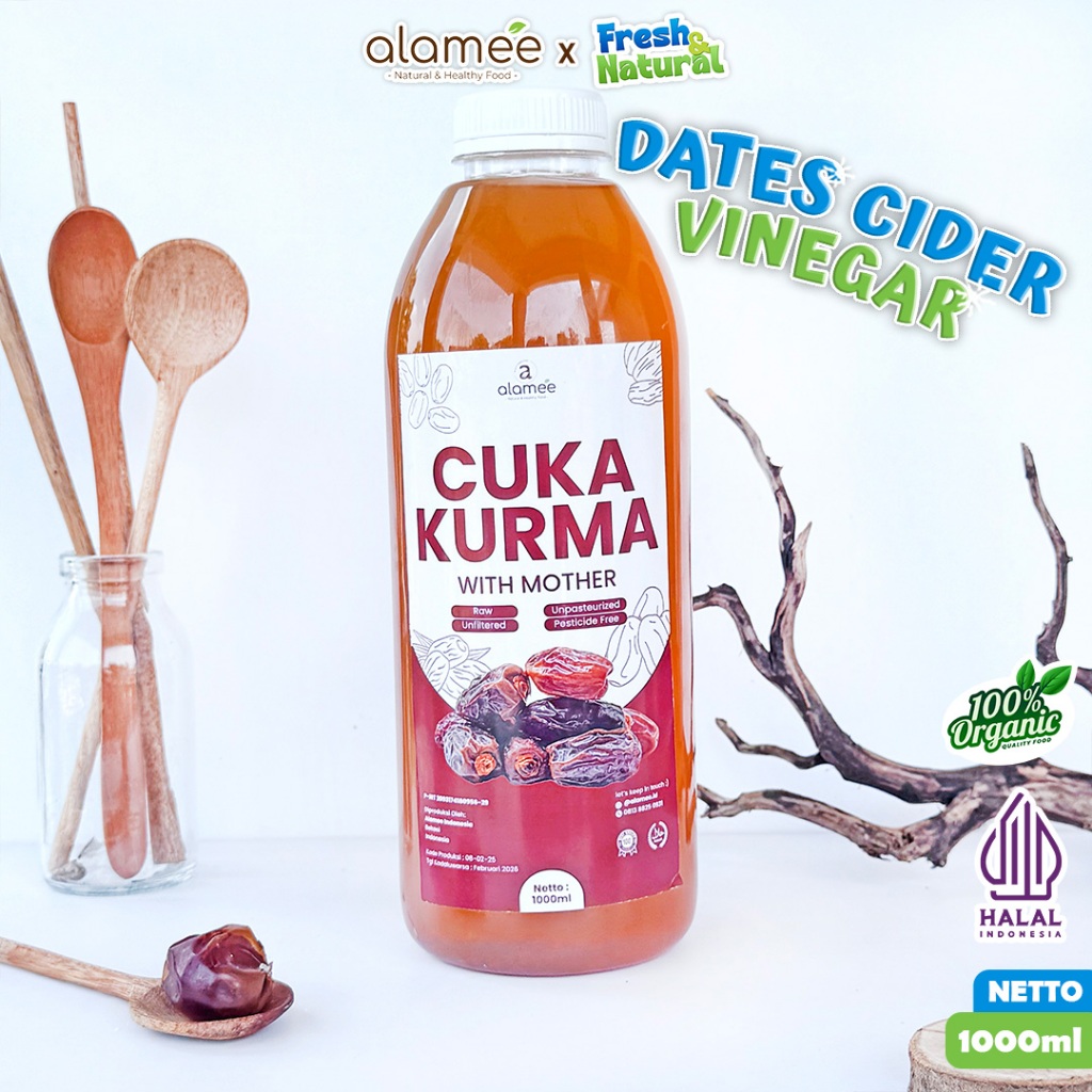 

ALAMEE Cuka Kurma With Mother Original Dates Cider Vinegar Fermentasi Probiotik Herbal 1 Liter fresh and natural