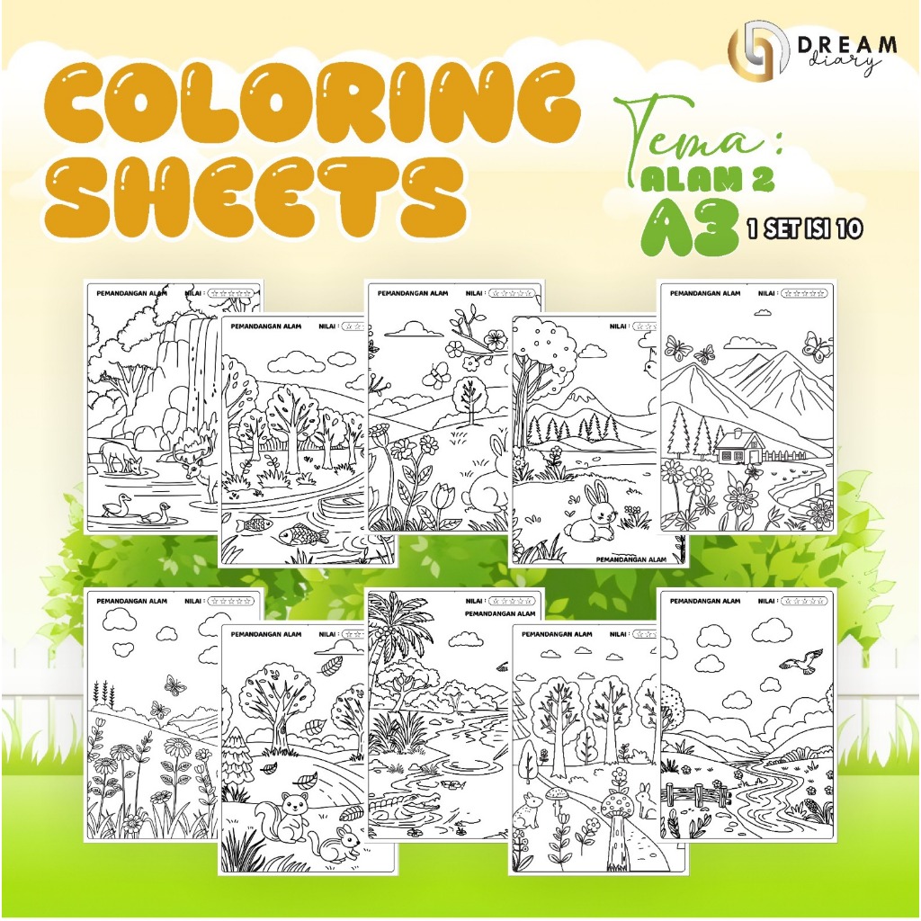 

(A3) KERTAS MEWARNAI ANAK - COLORING SHEETS SERIES 2 - LEMBAR MEWARNAI ANAK PAUD/TK/SD