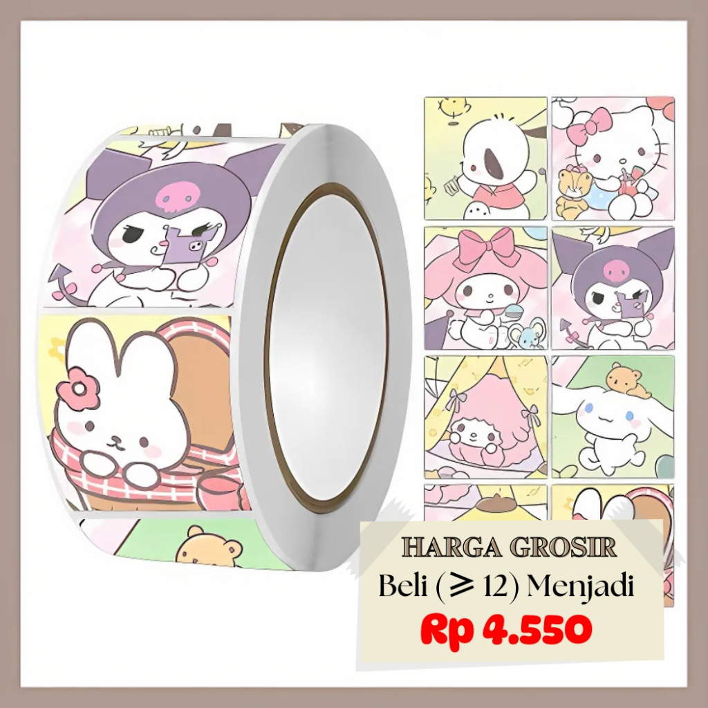 

Stiker 1 Roll 500 Lembar Label Lucu Motif Cartoon Kuromi Untuk Tempel di Box Packaging