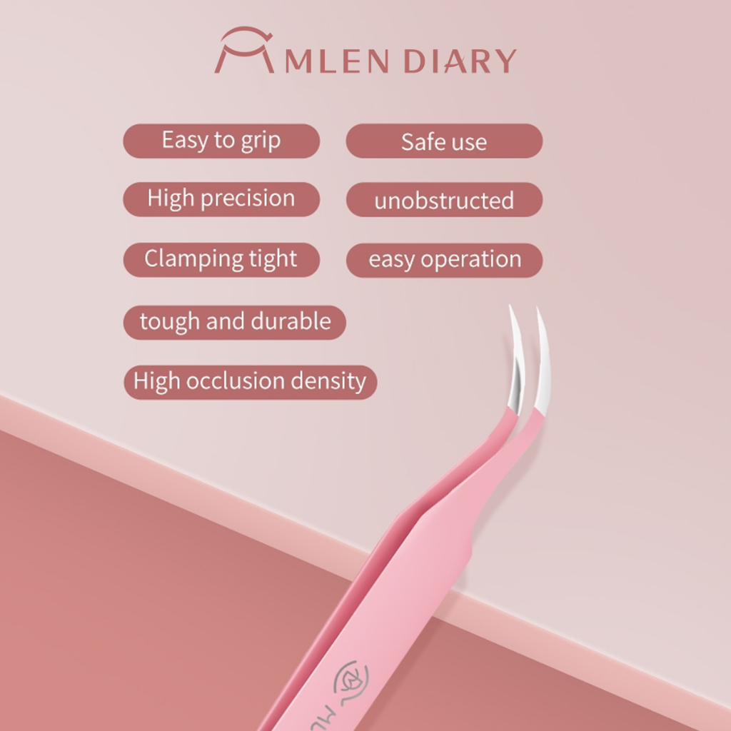 Mlen Diary Pinset Tweezer Melengkung  Pinset Bulumata  Eyelash Make Up Tool