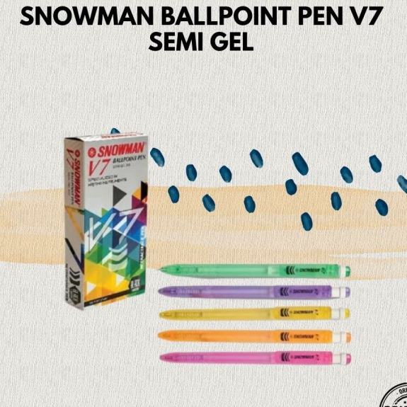 

Snowman Ballpoint Pen V7 Semi Gel Bolpen Asli dan Original