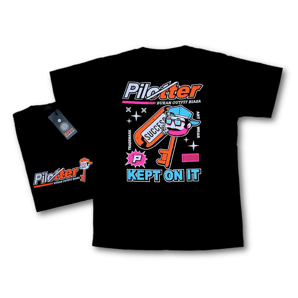 KAOS DISTRO TERBARU MOTIF PILOTER GANK BUKAN OUTFIT BIASA WARNA HITAM