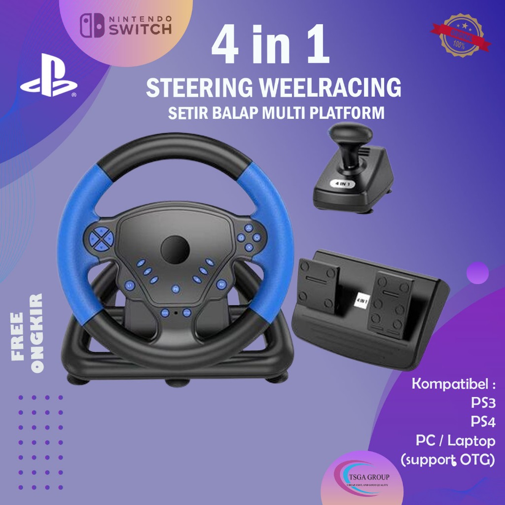4 in 1 Steering wheel PS 3  Racing Simulator PS3 PS4 PC Android Laptop PC / Steer Stiran Mobil Game