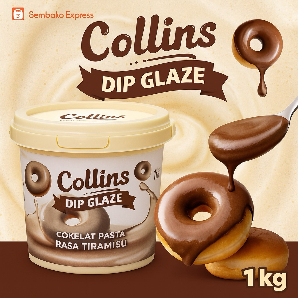 

Collins Dip Glaze Tiramisu 1 Kg – Cokelat Pasta Rasa Tiramisu Premium
