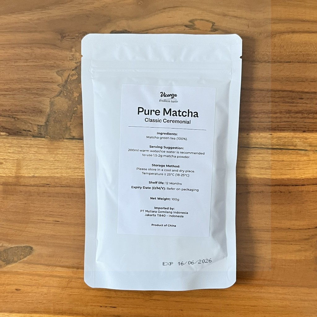 

VICENZA Pure Matcha Classic Ceremonial Grade 100g – Teh Hijau Bubuk Premium Jepang