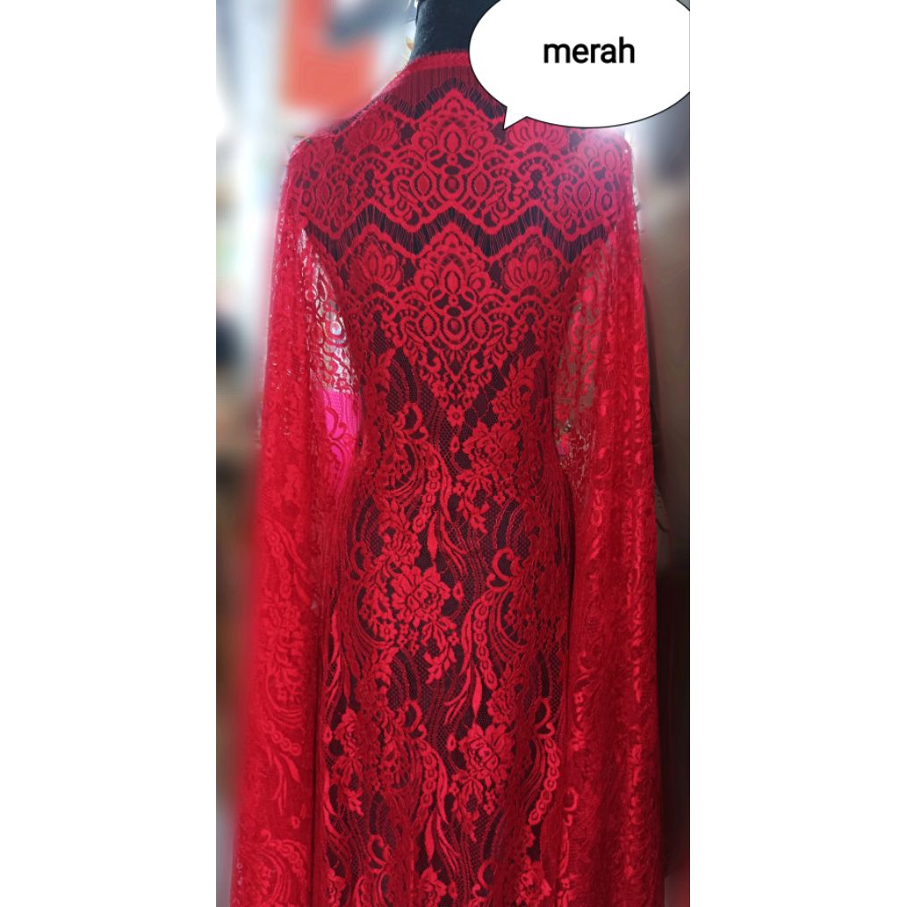 kain kebaya semi prancis merah
