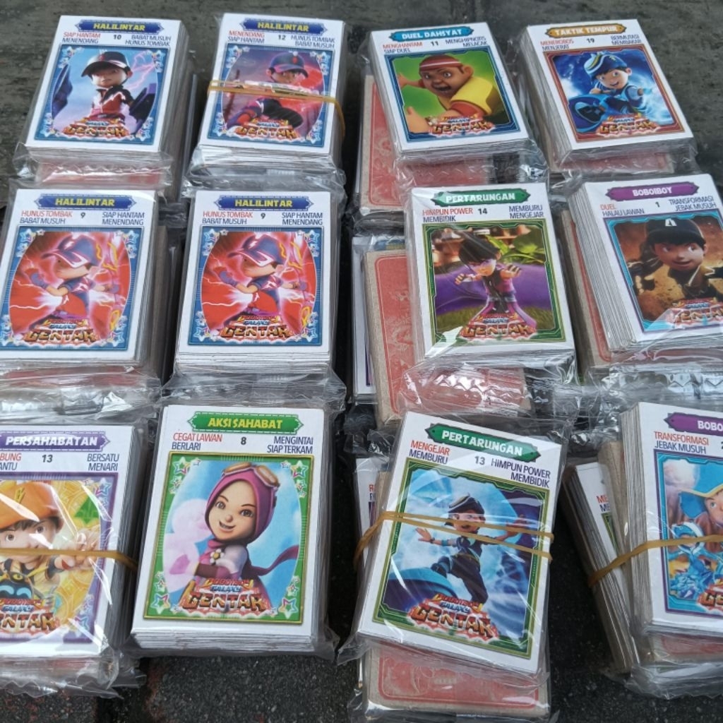 Paket 12 Sachet Mainan Kartu BOBOIBOY Galaxy Gentar Kwartet 4,5x6,5cm Wartet DG