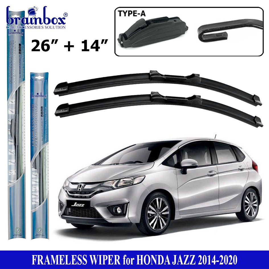 Brainbox Frameless Wiper Mobil Honda Jazz Wiper Blade Karet Pembersih Kaca Mobil Windshield