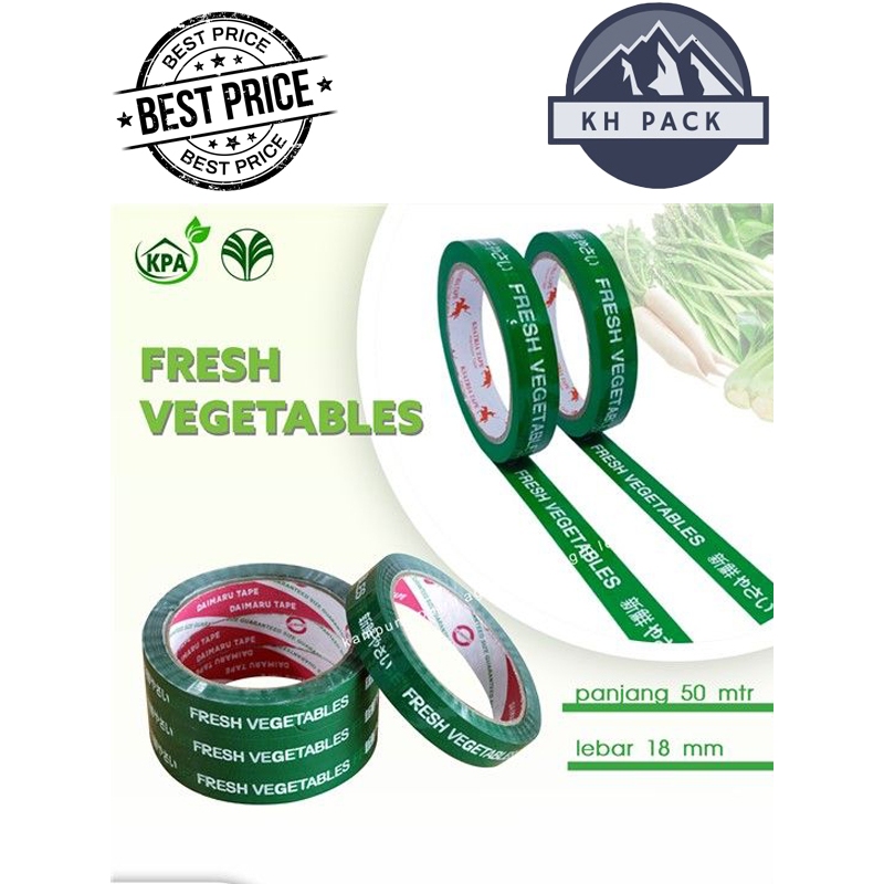 

Lakban/Isolasi Fresh Vegetable Sayur Selotip Warna Hijau